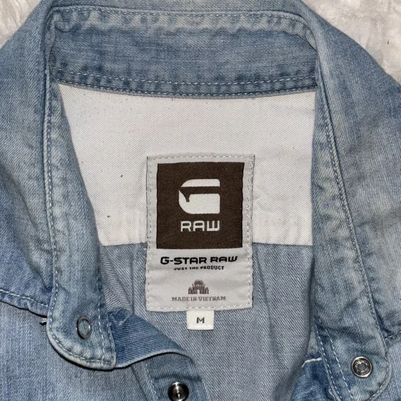 G-Star Raw Denim Long Sleeve Button Down Shirt, Size Medium - Picture 3 of 13
